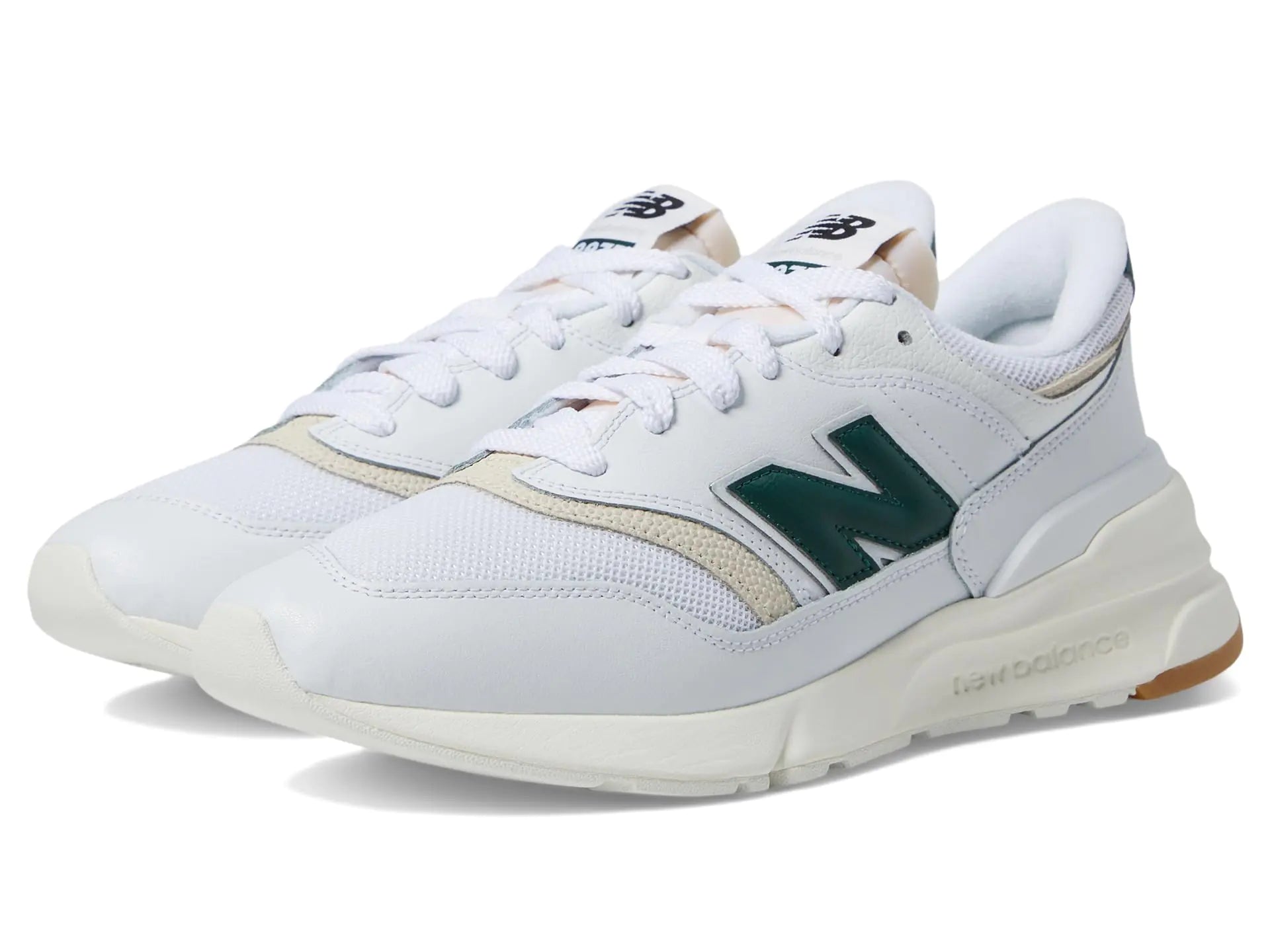 New Balance Classics 997R - Unisex Sneakers - Suede Upper - CUSH+ Insole - Cotton Lining - Rubber Outsole White/Nightwatch Green US Mens 13 Womens 14.5 D - Medium - URsneakFit